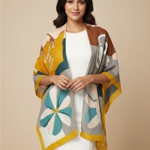 Teal & Mustard Accents throw over